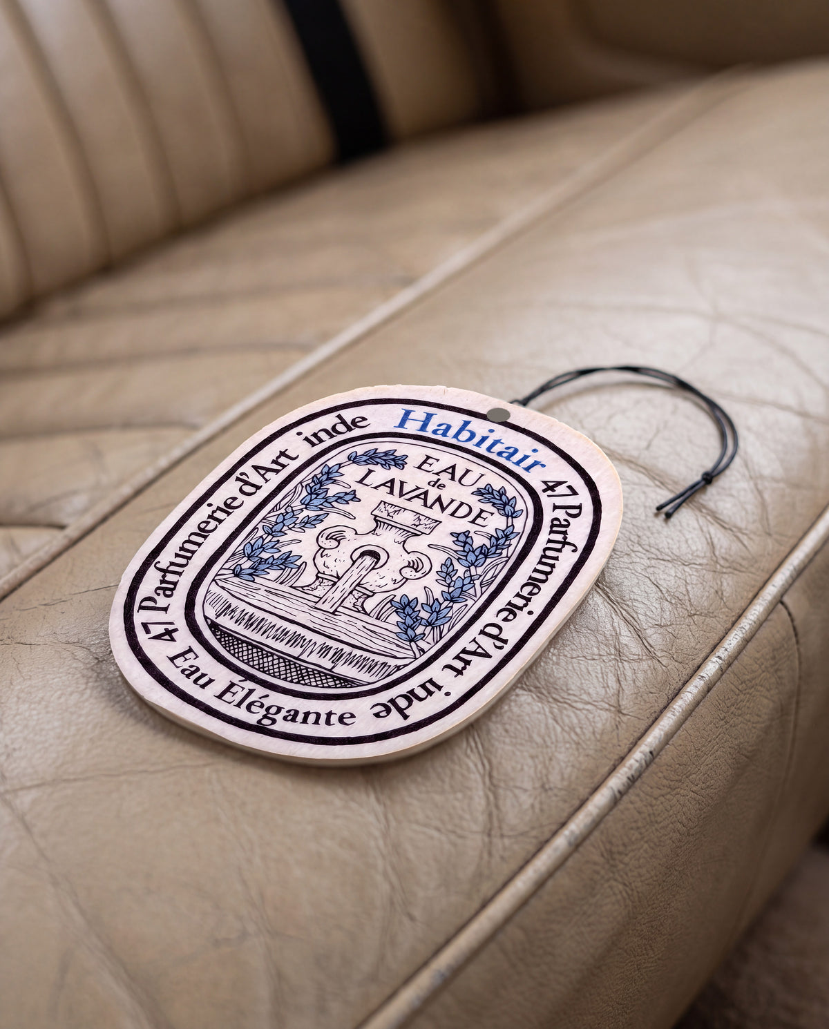 OCEANIS Premium Fragrance (Oval Edition) car air freshener card on a car interior detail