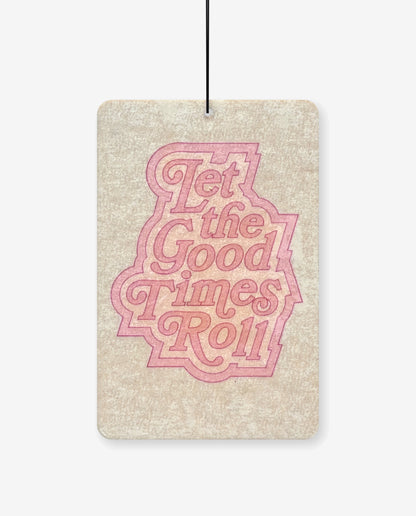 Let the Good Times Roll hanging car air freshener card, front view