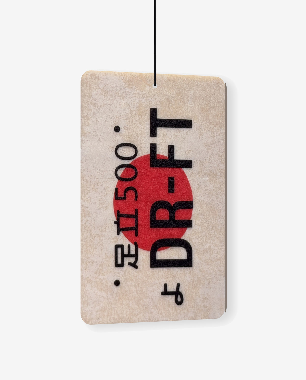 DR-FT car air freshener card, angled view