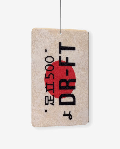 DR-FT car air freshener card, angled view