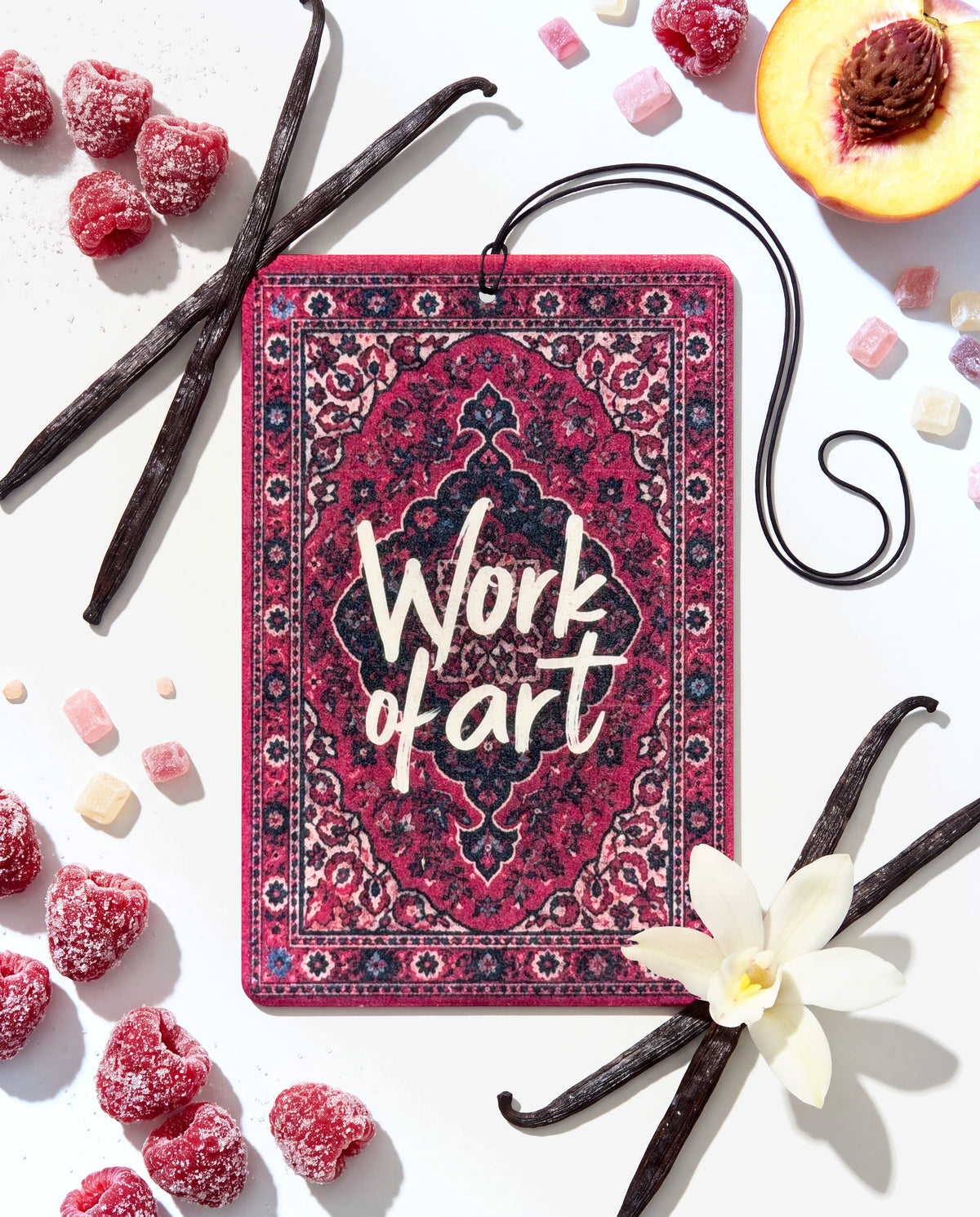 Work of Art flat lay with its fragrance ingredients