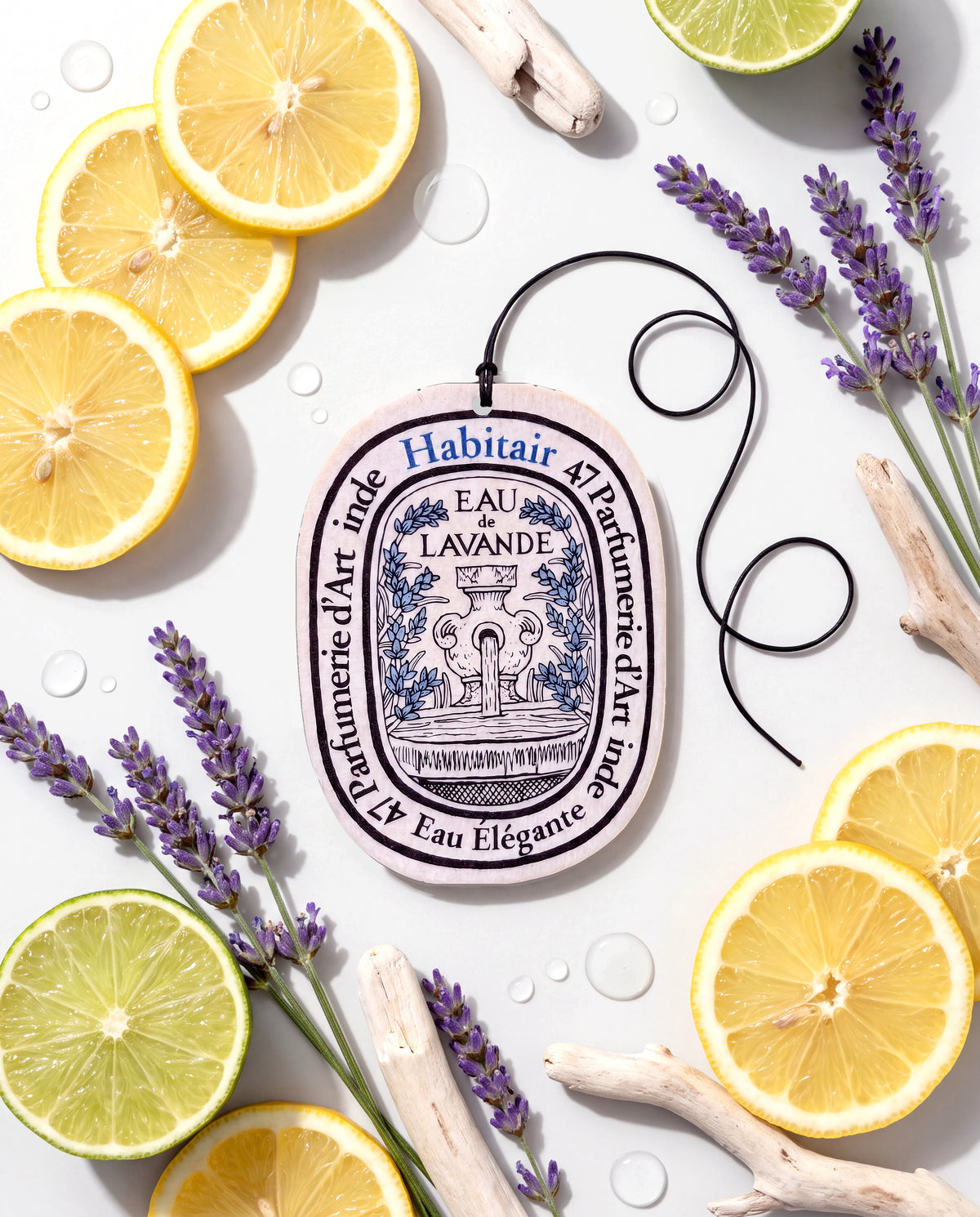 OCEANIS Premium Fragrance (Oval Edition) flat lay with its fragrance ingredients